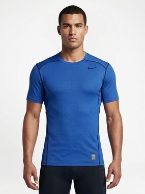 ​Nike Pro Combat Hypercool Fitted Dri-Fit Shirt - Blue - Men's XL